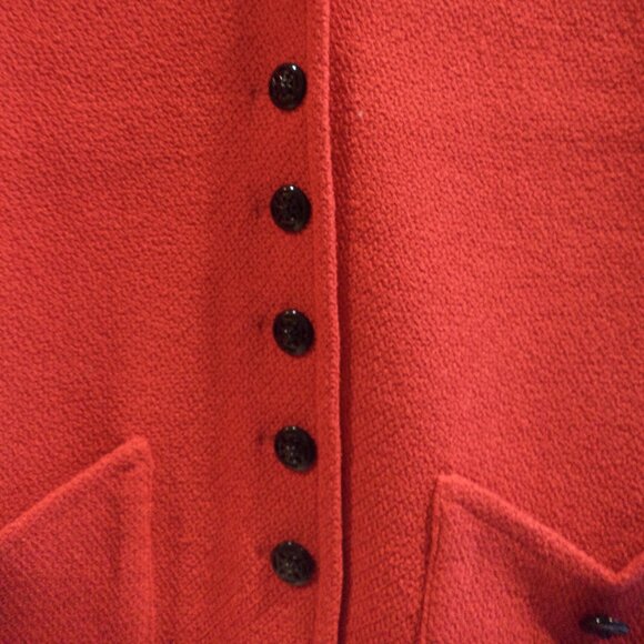 St. John RED Knit Jacket ~ Black Button Closure (7 Buttons) Size:  Small - Picture 3 of 11